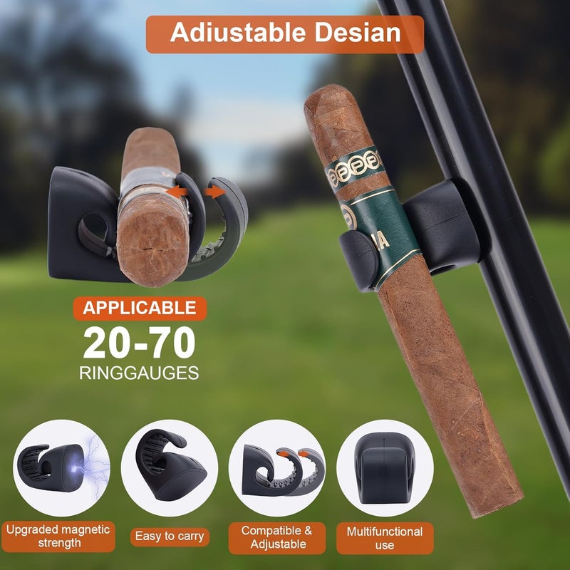 HMAZAE Magnetic Cigar Holder for Golf Cart, 2 Pack Universal Cigar Clip with Strong Magnet, Elasticity Silicone Stogie Accessories for Golfing Fishing Camping, Perfect Gifts for Men (Brown) - Image 2